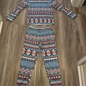 Justice Blue and Pink Geometric Pajama Set